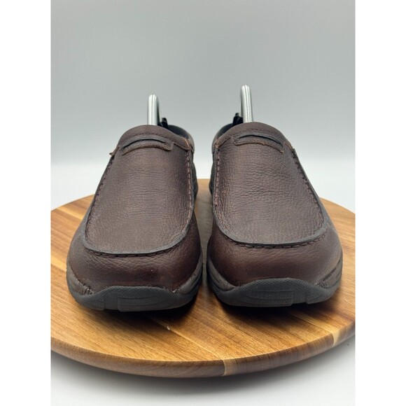 LL BEAN Men\'s Pebbled Leather Slip-on Shoes Sz 11 Fleece Lined Mule Style 71341 main image 4